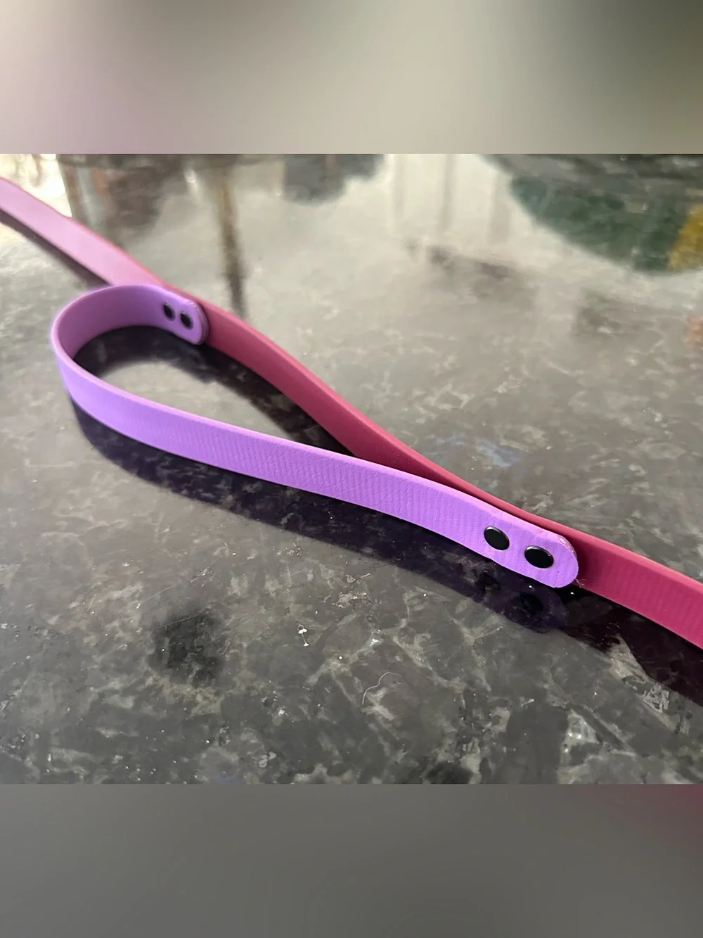 Custom BioThane Dog Leash 4 Ft Wine + Amethyst Traffic Handle Locking Carabiner